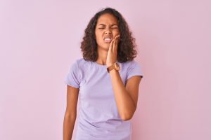 woman with broken tooth